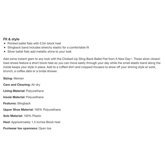 A New Day Choked Back Sling Back Ballet Thrift NWT - Picture 6 of 6